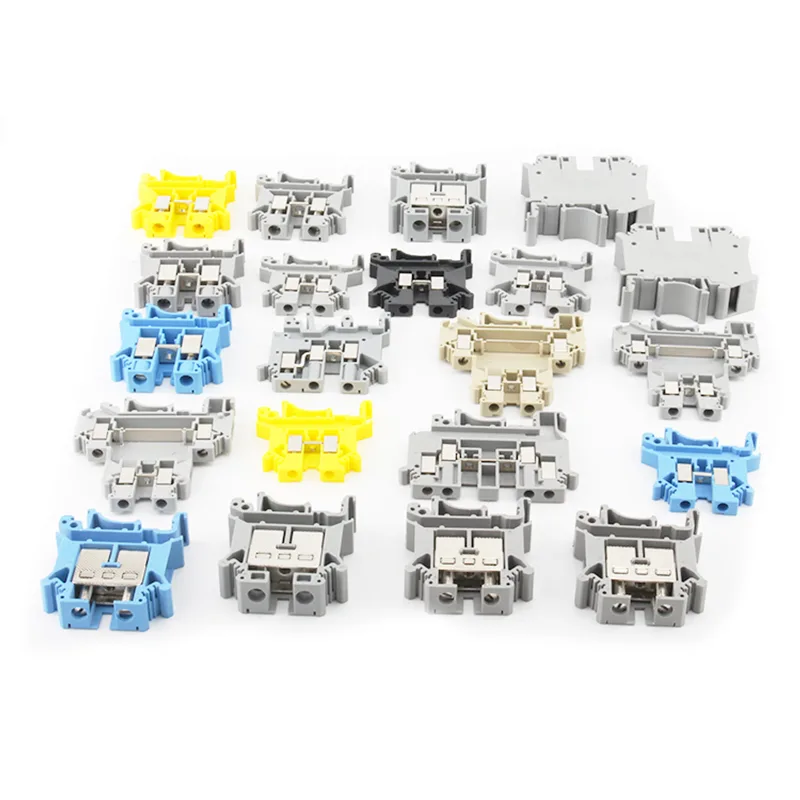 What are the characteristics of screw-type DIN rail terminal blocks?
